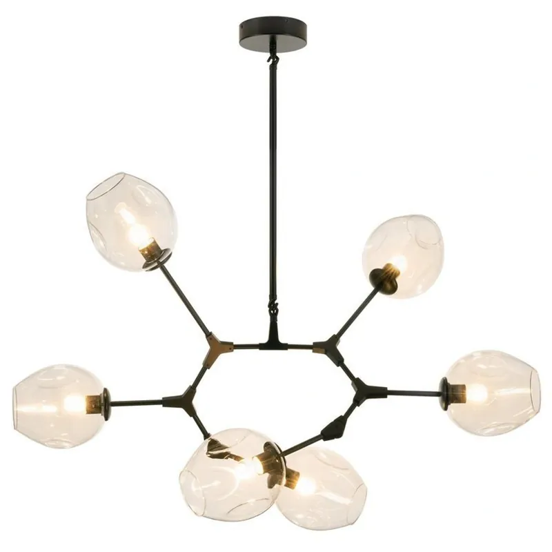 Bezpośrednio z fabryki - Lampa wisząca MODERN ORCHID-6 transparentno czarna 130 cm Step into Design ST-1232-6 black transparent