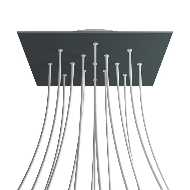 Top produkt | Kwadratowa podsufitka maskownica sufitowa XXL Rose-One, 400 mm, 15 otworów i 4 otwory boczne Creative cables BKROQ4015F-KROQ4015F111