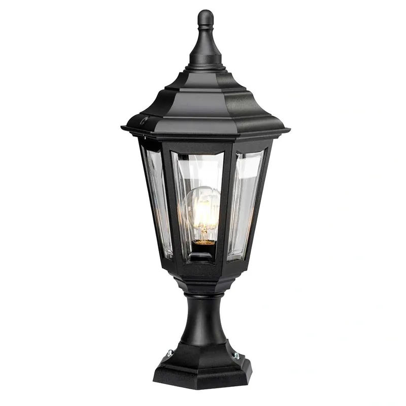 Bezpośrednio z fabryki | Latarnia cokołowa Kinsale Czarne KINSALE-PED-POR Elstead Lighting