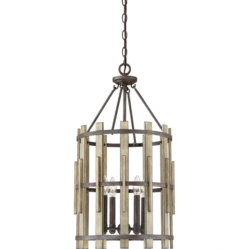 Cena po obniżce | Żyrandol Wood Hollow Rustykalna czerń QZ-WOOD-HOLLOW-4P Elstead Lighting