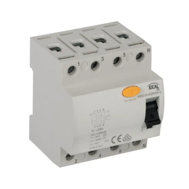 Wyjątkowa oferta | Wyłącznik różnicowoprądowy KRD10 4P 25A 30mA A Ideal