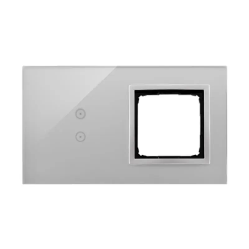Bezpieczna płatność | Simon 54 Touch - Panel dotykowy 2 moduły 2 pola dotykowe pionowe, otwór na osprzęt Simon 54, srebrna mgła
