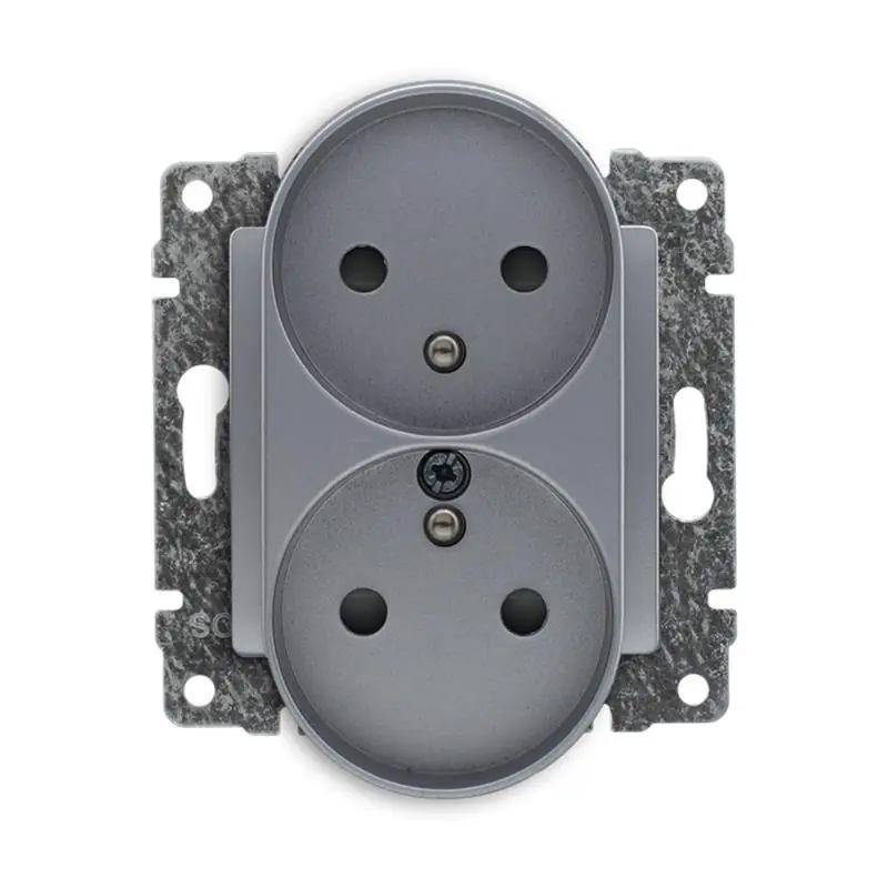 Kos Vena 2 aluminium - gniazdo podwójne (+0) do ramki - Premium