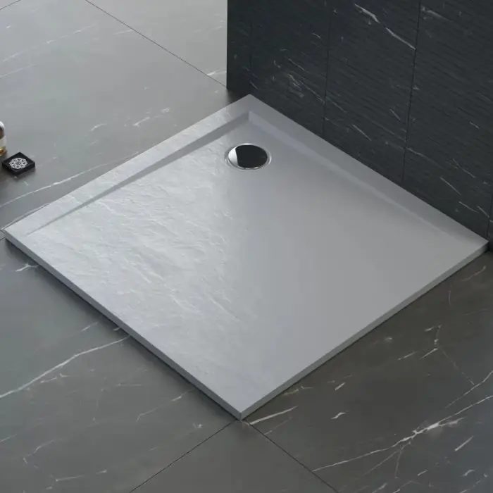 Brodzik kw. posadzkowy mineral composite 90x90x1,5x2,8 beton str. kamienia perrito 00567 - Tylko w tym tygodniu