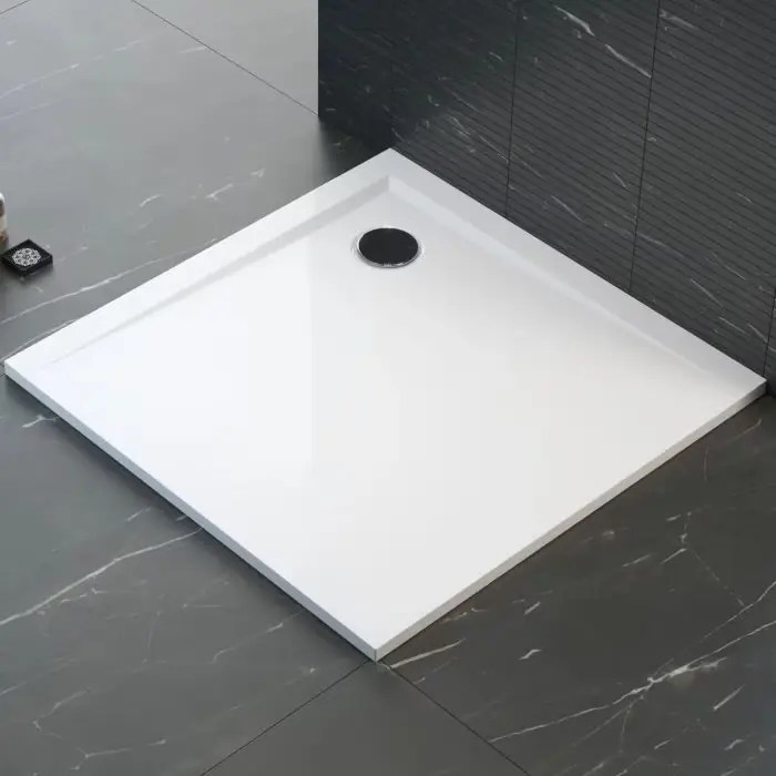 Brodzik kw. posadzkowy mineral composite 80x80x1,5x2,8 biały perrito 00544 - Wysyłka od ręki