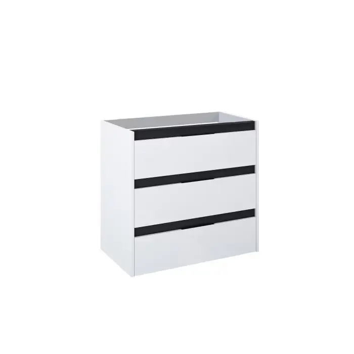 Bezpośrednio od producenta | Alpine szafka łazienkowa 80 cm z 3 szufladami, do kompletacji z umywalką victoria lub blatem, biało-czarny A857868606