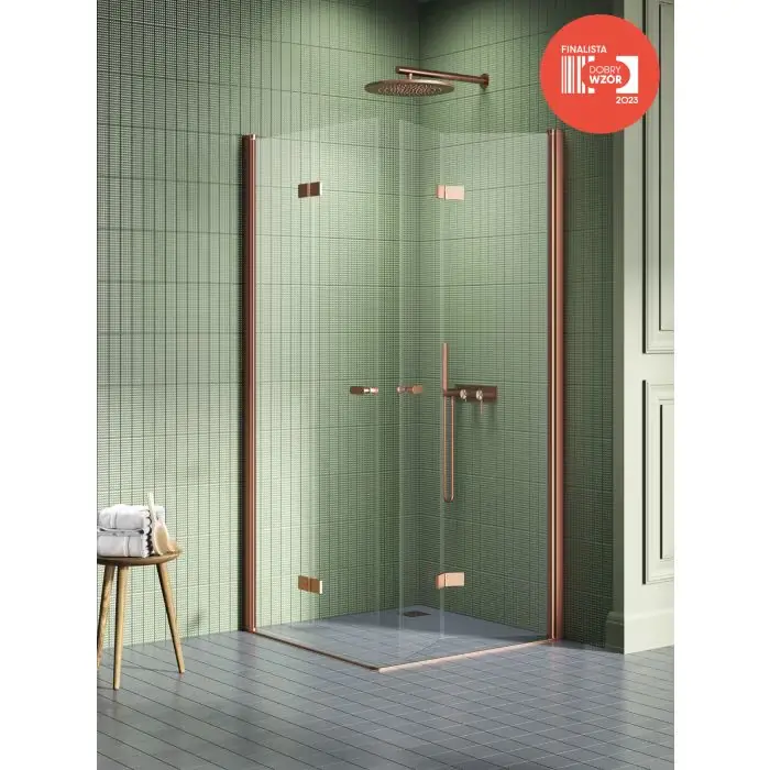 Bezpośrednio z fabryki | Nz2 kabina prysznicowa new soleo copper brushed 2d kwadratowa 70x70x195 szkło czyste 6mm active shield - składane K-2075