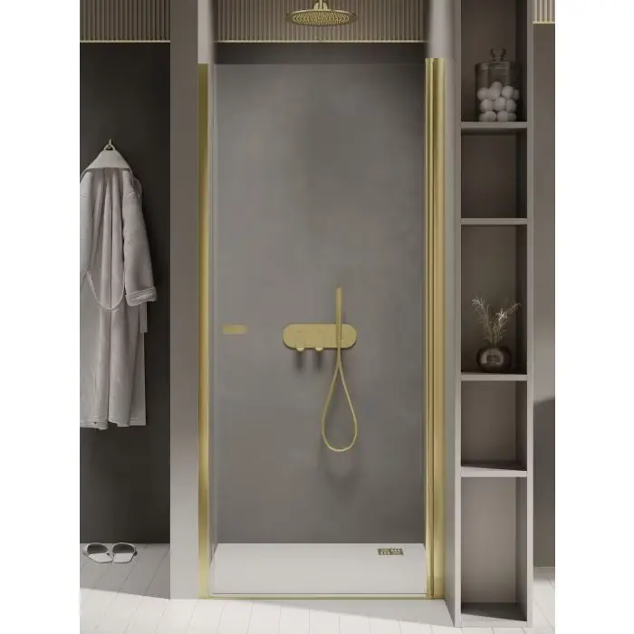 Drzwi wnękowe new soleo light gold 1d u 80x195 szkło czyste 6mm active shield D-0451A | Tylko kilka sztuk