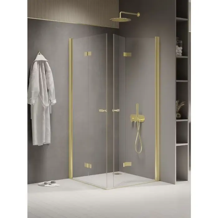 Hit cenowy | Nz2 kabina prysznicowa new soleo light gold 2d prostokątna 90x70x195 szkło czyste 6mm active shield - składane K-1951