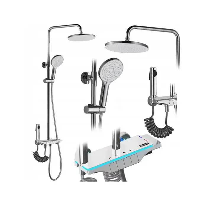 Zestaw prysznicowy rea savio z wyświetlaczem led chrom REA-P8544 | Rabat