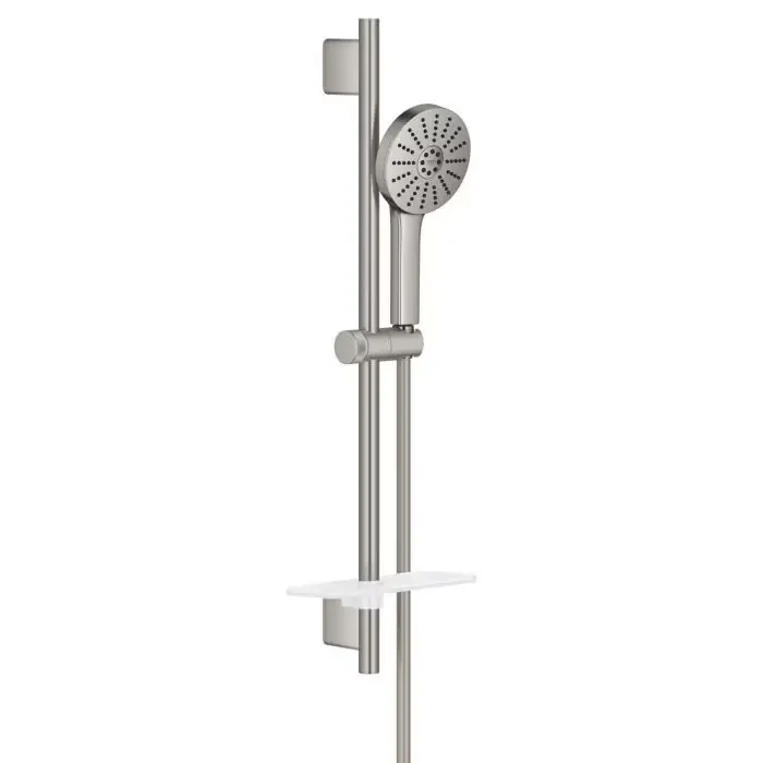 Aquabooster Słuchawka prysznicowa GROHE wysokociśnieniowa wąż drążek półka 6,3l stalowy SuperSteel 134866DC00 - Produkt premium