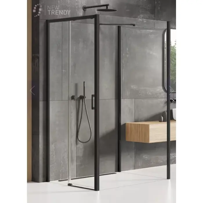 Nz2 kabina prysznicowa prime black 1d kwadratowa przyścienna p 100x100x200 szkło czyste 6mm active shield 2.0 K-0979 - Obniżka