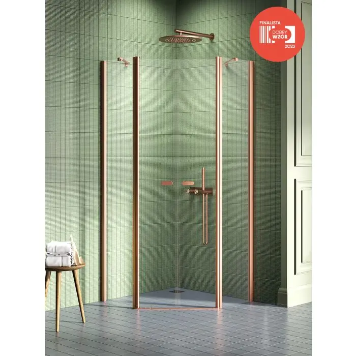 Spiesz się | Nz2 kabina prysznicowa new soleo copper brushed 2d pięciokątna 80x80x195 szkło czyste 6mm active shield K-1704