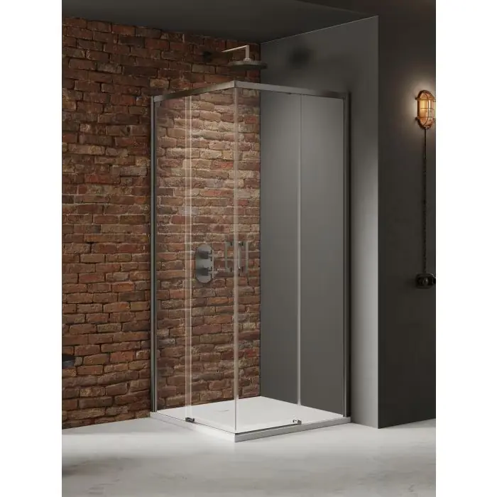 Promocja - Kabina prysznicowa prime gunmetal brushed 2d prostokątna 90x100x200 szkło czyste 6mm active shield 2.0 D-0883A/D-0886A
