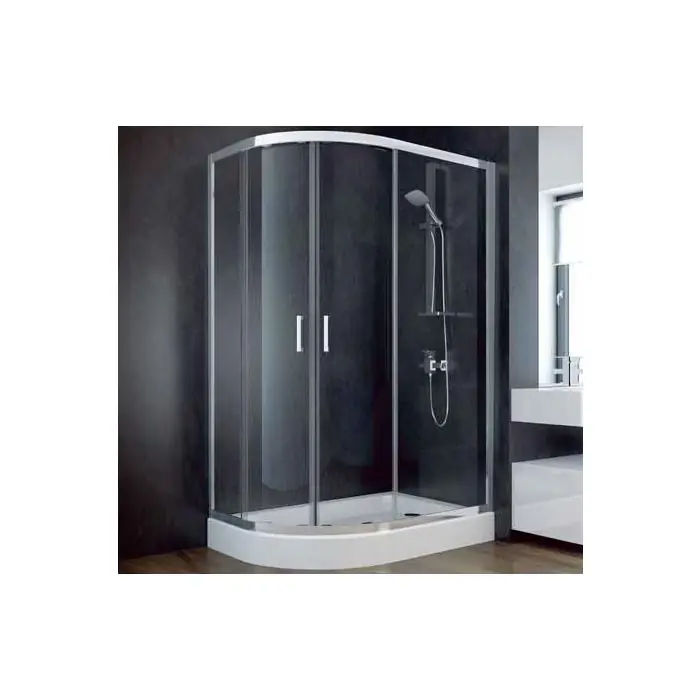Besco modern 185 kabina prysznicowa 100x80 cm półokrągła asymetryczna szkło grafitowe ma-100-80-g MA-100-80-G - Obniżka