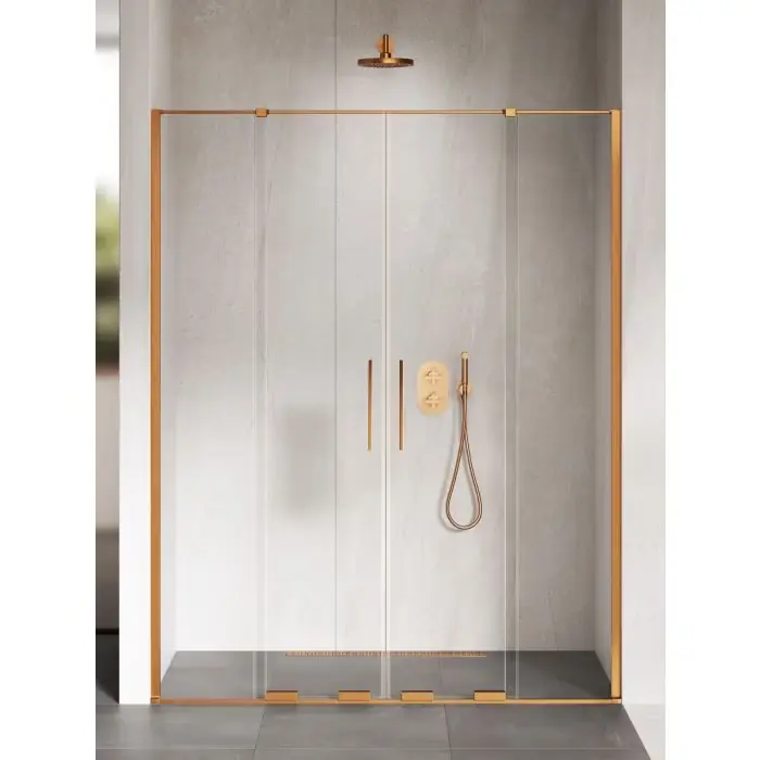 Klienci polecają | Nz4 drzwi wnękowe smart copper brushed 2d u 160x200 szkło czyste 8mm active shield 2.0 EXK-7664