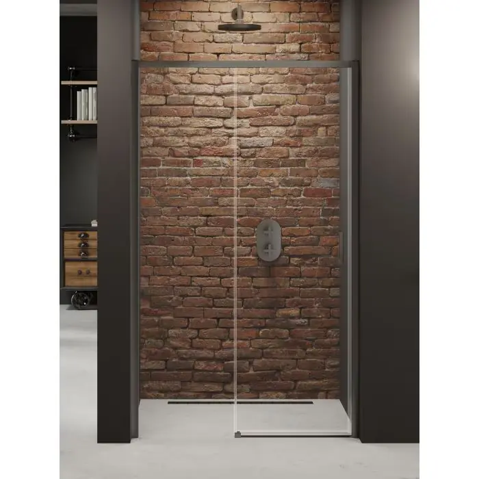Kup teraz | Drzwi wnękowe prime gunmetal brushed 1d p 100x200 szkło czyste 6mm active shield 2.0 D-0886A