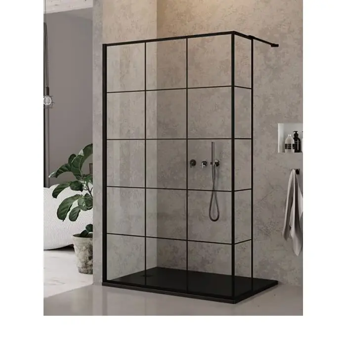 Kabina new modus black ścianka u 80x200 szkło czyste 8mm active shield 2.0 - wzór kratka EXK-5573 | Cena producenta