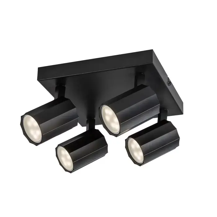 Rogelio spot sufitowy matowa czarna gu10 4x max 5w ip20 73026 | Premium