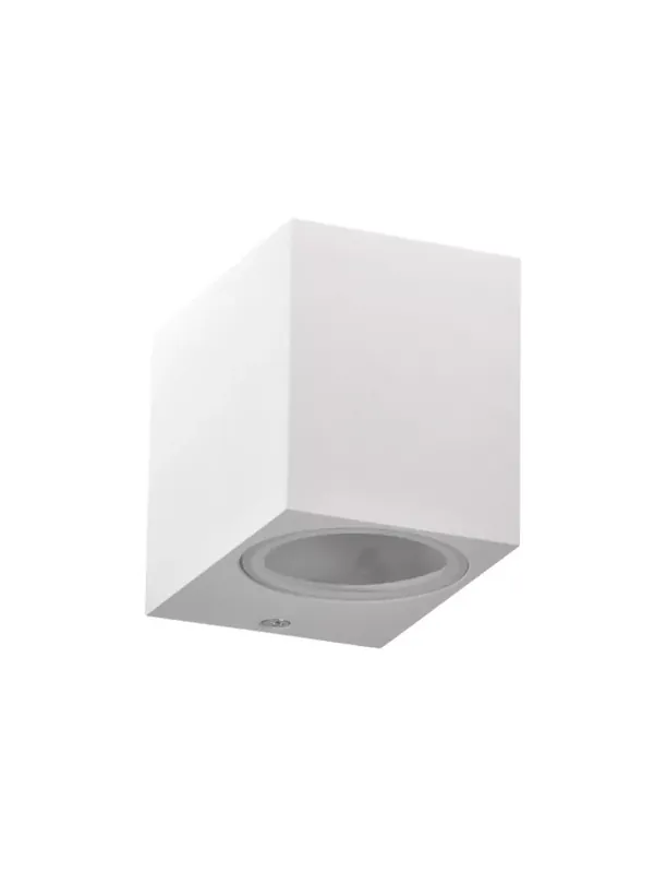 Top produkt | Kinkiet ogrodowy kwadratowy BOSTON GU10 kinkiet biały w dół aluminiowy lampa elewacyjna kostka mała GoldLux 313379