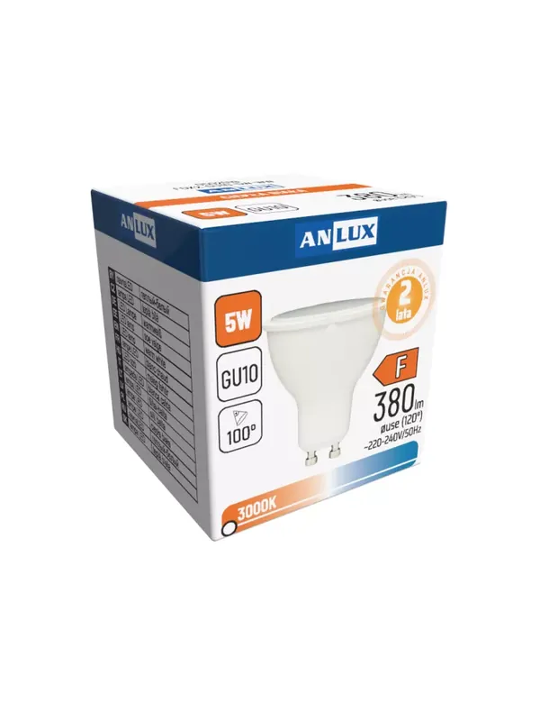 Żarówka LED GU10 5W 230V ciepła 3000K FOX2-GU10-5W-WW ANLUX - Wysoka jakość