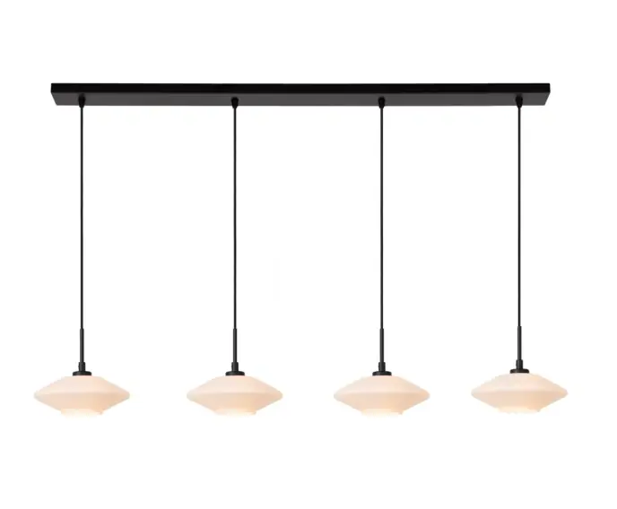 Nowy produkt - Lampa wisząca z białymi szklanymi kloszami czarna TREVOR 4xG9 40W Lucide