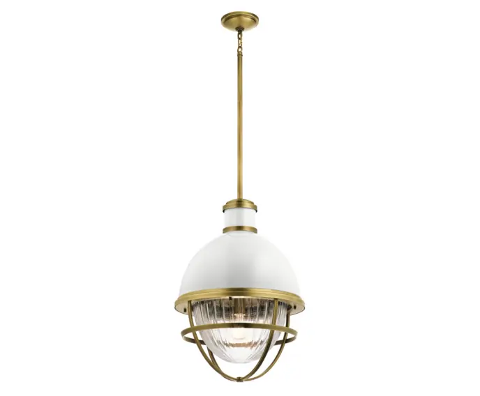 Lampa wisząca kuchenna naturalny mosiądz / biel Tollis 1xE27 40W Quintiesse | Produkt polecany