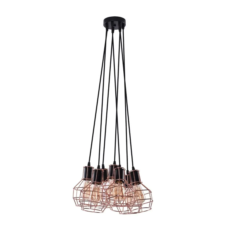 Ostatnia szansa - Lampa wisząca loft metalowa miedziana 7-punktowa AZ2142 z serii CARRON - Azzardo
