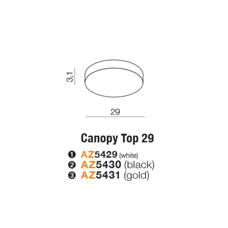 Podsufitka metalowa czarna 29cm AZ5430 z serii CANOPY TOP - Azzardo | Premium