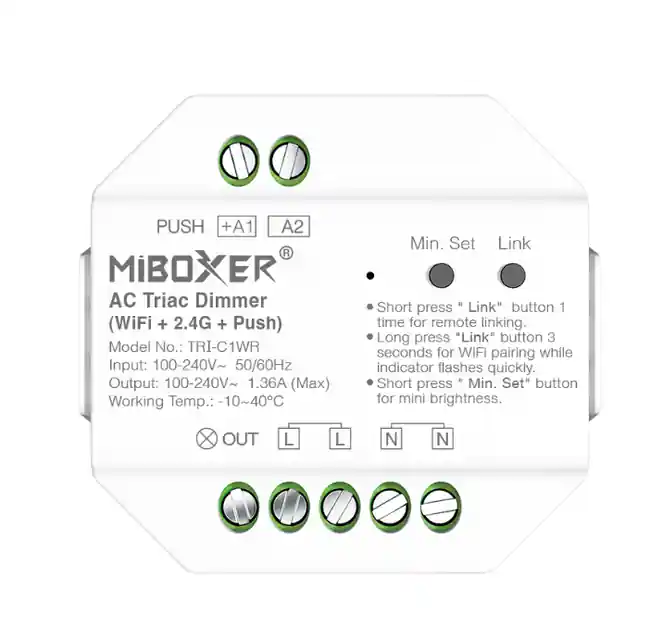 Odbiornik puszkowy ściemniacz TRIAC 2.4GHz/Push/WiFi (TRI-C1WR) | Duży rabat